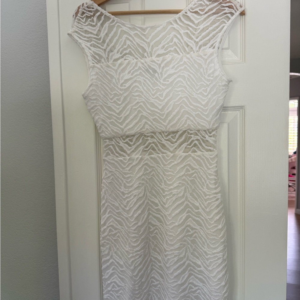 Guess White Textured Mini Dress